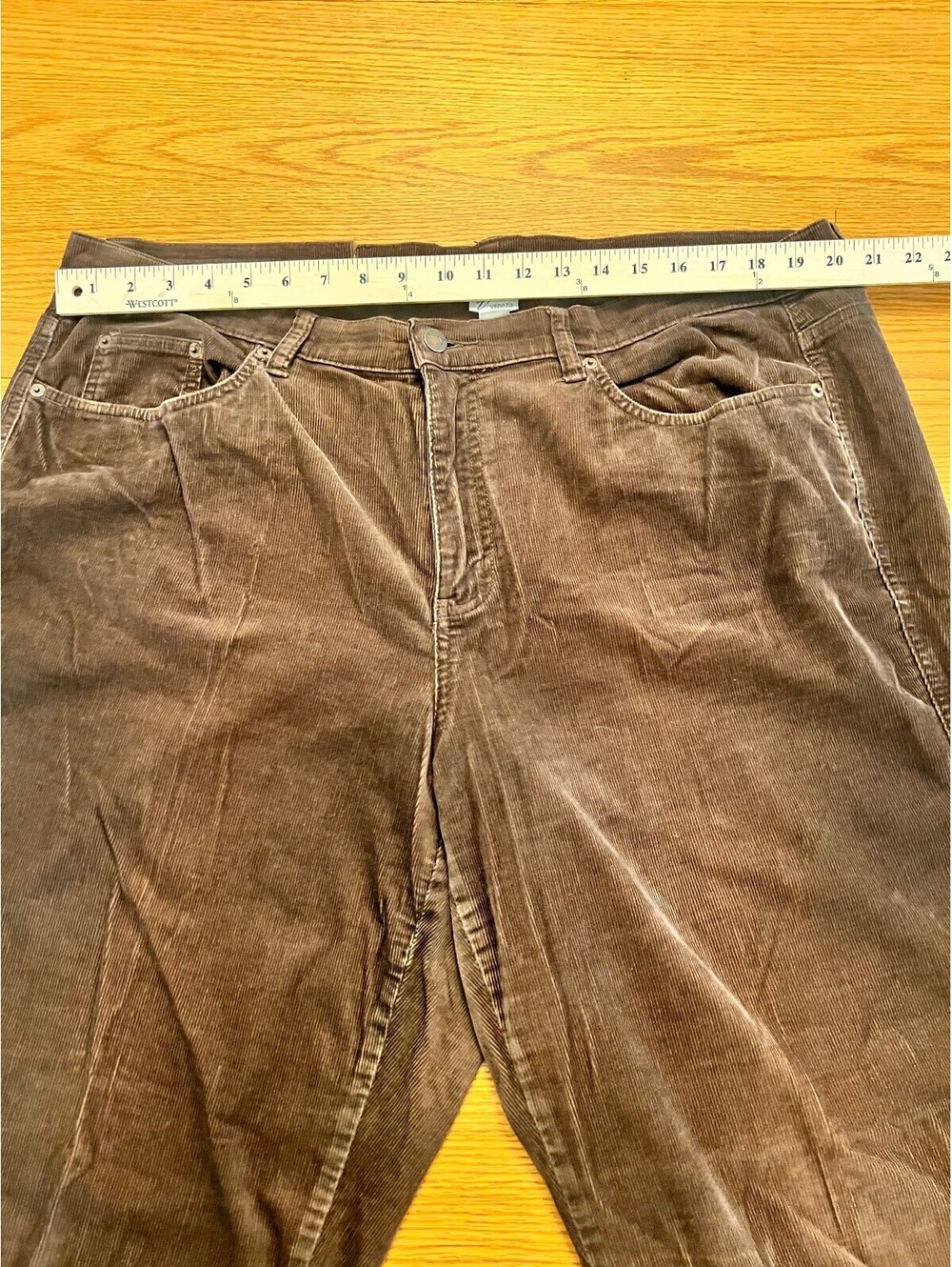 Venezia Brown Corduroy Pants Size 20 with Waist Cut Detail - Picture 5 of 9